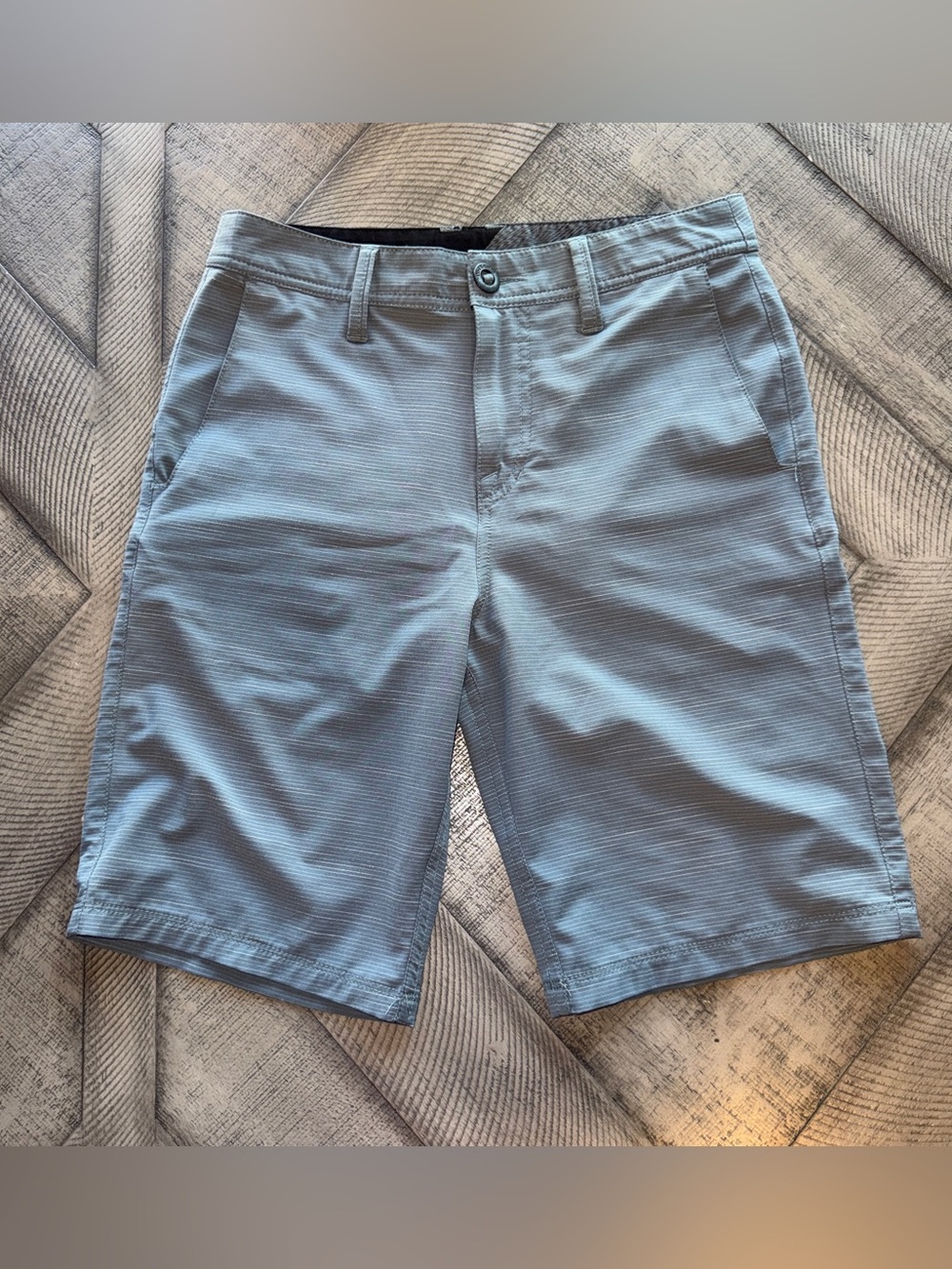Volcom Mens 27 Gray Striped Hybrid Walk Shorts Chino Surf Skate Stretch